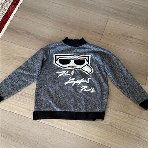 Karl Lagerfeld Black and Gray Turtleneck Sweater